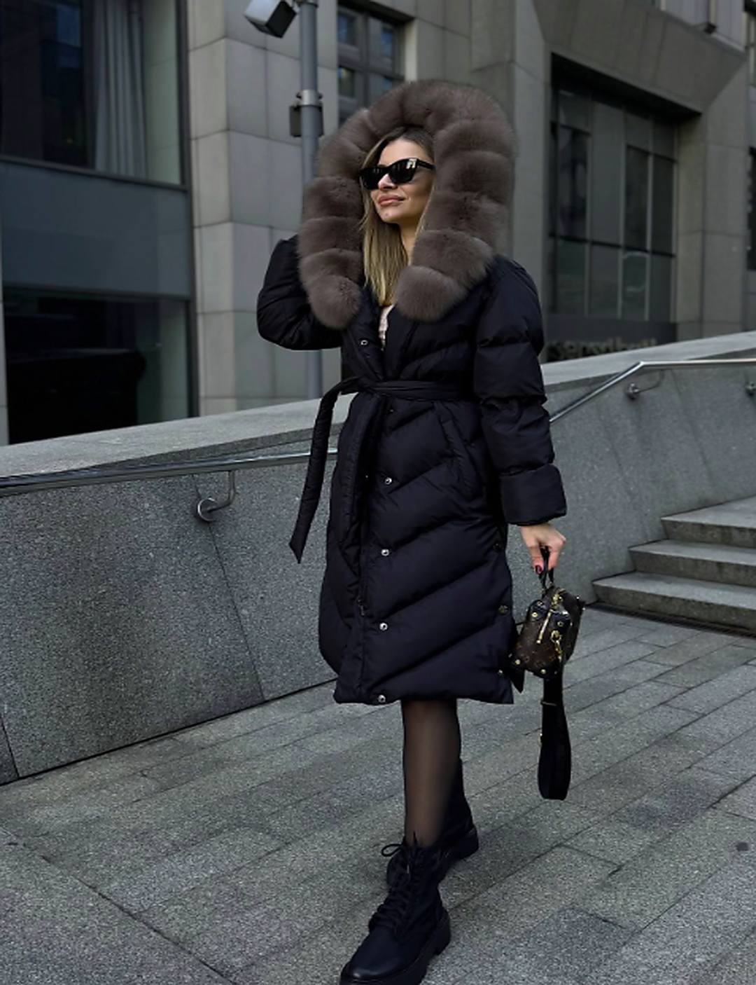 Helena refined winter jacket for women in black with a softly framed neckline
