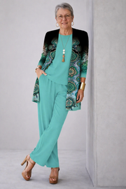 Gillian teal green three-piece set with coordinated matching pieces