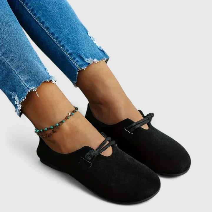 Ysavriann elegant slip-on loafers shown in beige and black