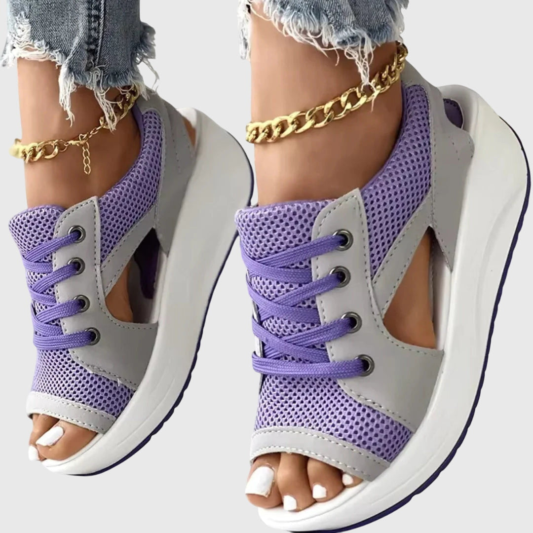 Marlene: Elevated-Sole Open Slip-On Sandals