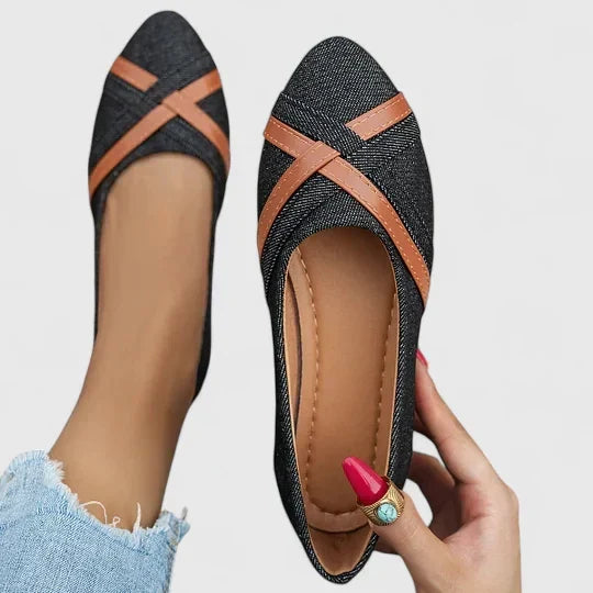 Bea comfortable everyday slip-on shoes shown in blue, black and light blue