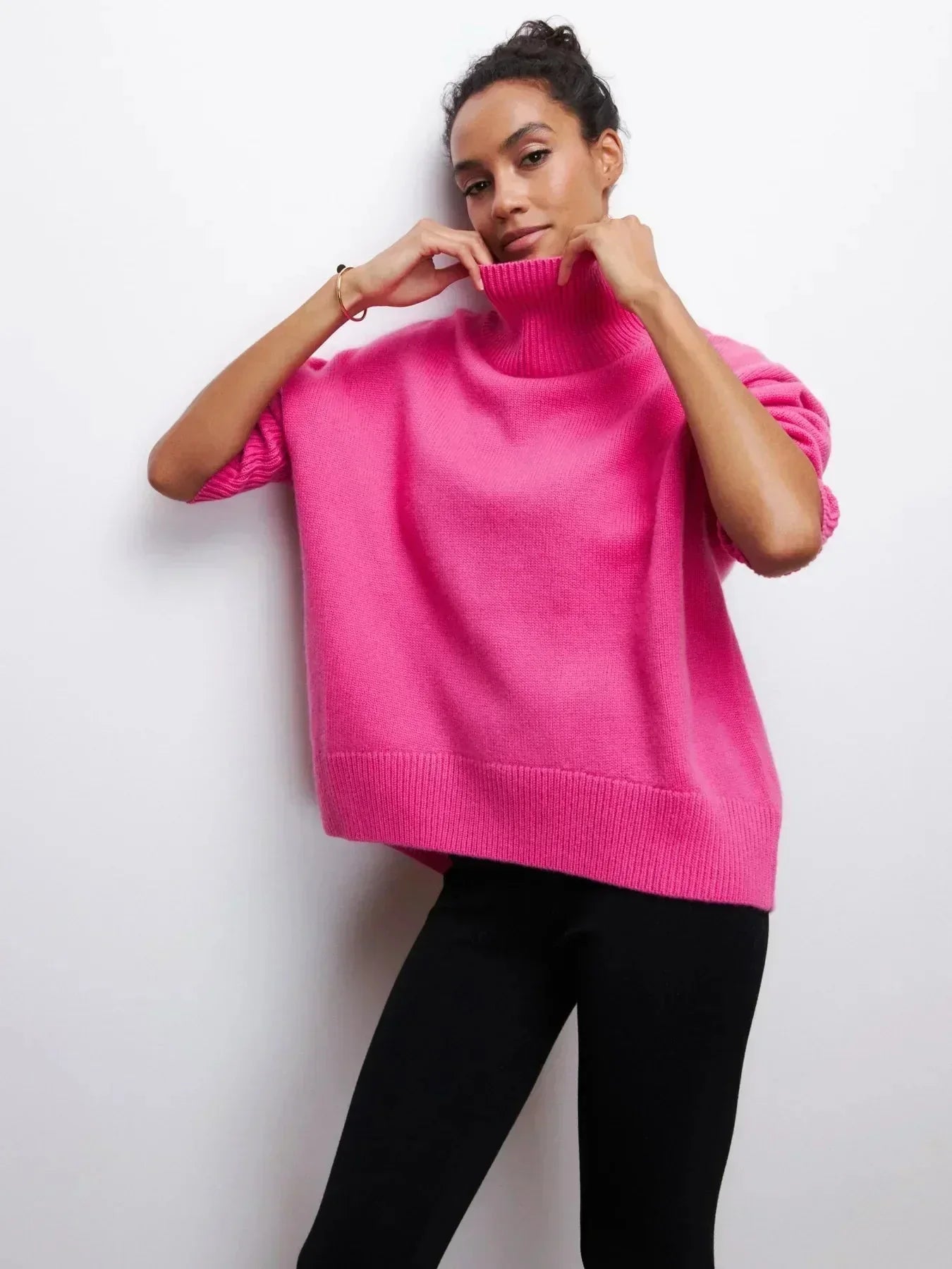 Cittra oversized ribbed turtleneck sweater in a relaxed fit, shown in several colours