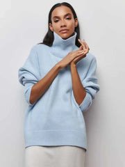 Cittra oversized ribbed turtleneck sweater in a relaxed fit, shown in several colours