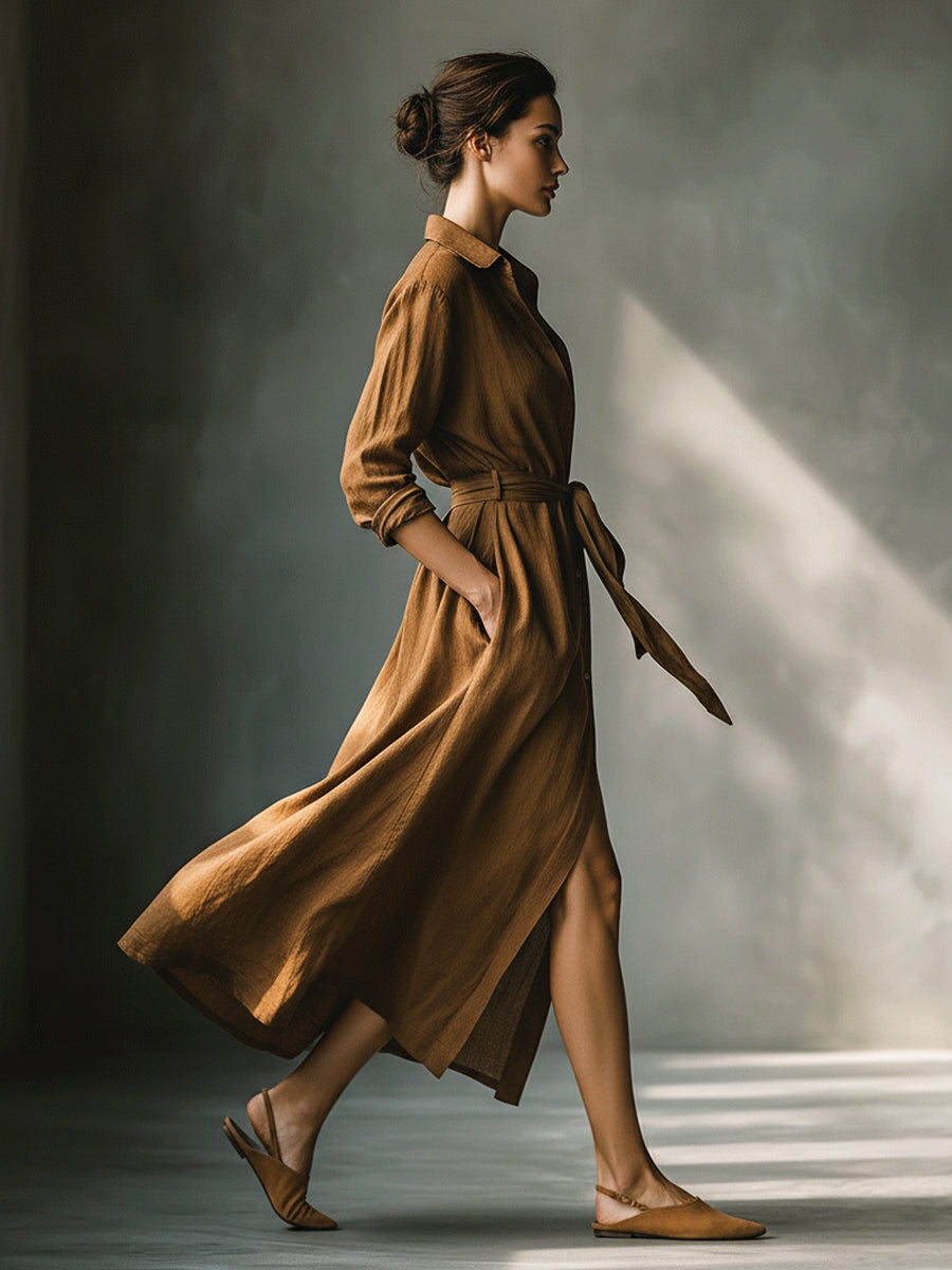 Willow vintage-inspired brown blend shirt shown in a relaxed, versatile fit