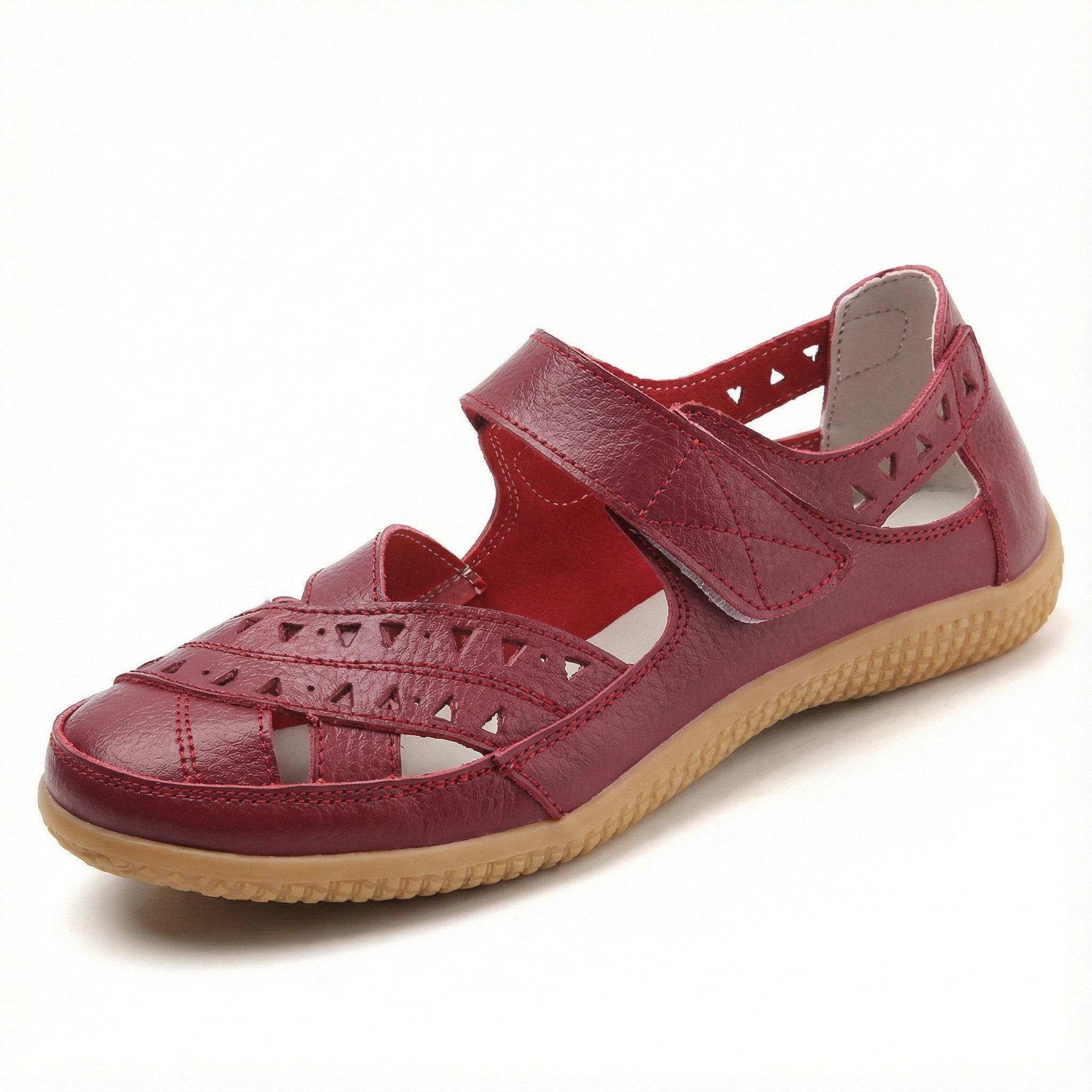 Leila | Closed-Toe Cutout Sandals with Hook-and-Loop Strap