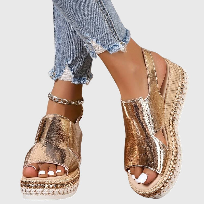 Veronica | Gold Slip-Resistant Cushioned Sandals