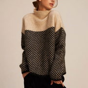 Gia luxury cashmere turtleneck jumper shown in oak brown, midnight blue and lilac violet