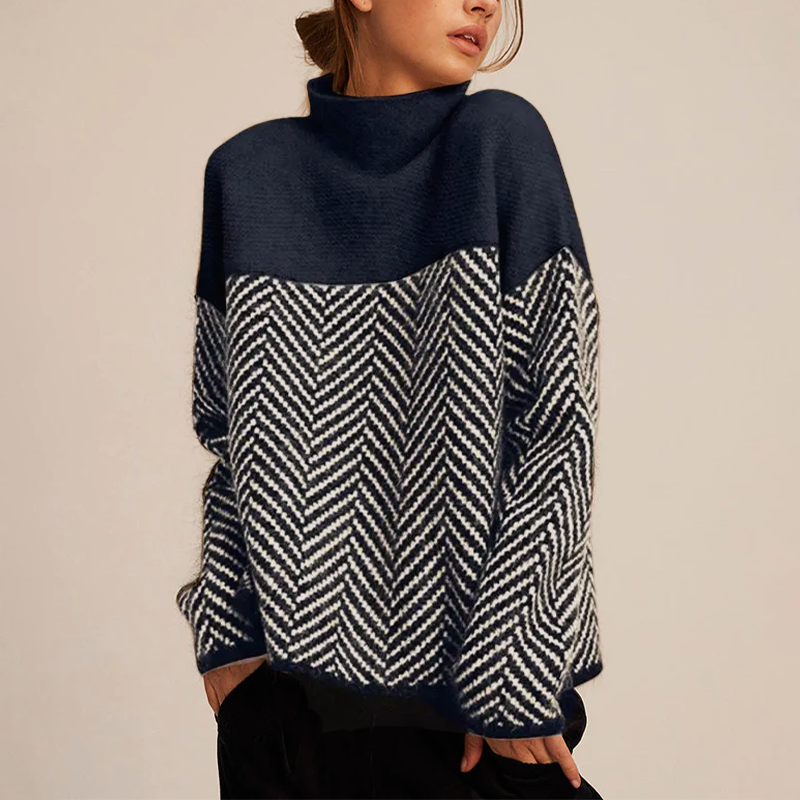 Gia luxury cashmere turtleneck jumper shown in oak brown, midnight blue and lilac violet