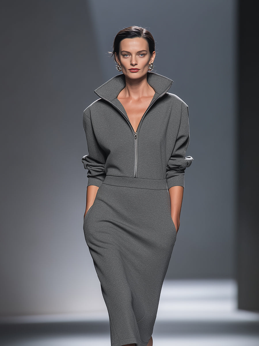 Xanthe casual grey cotton blend half-sleeve top with a relaxed, flattering silhouette