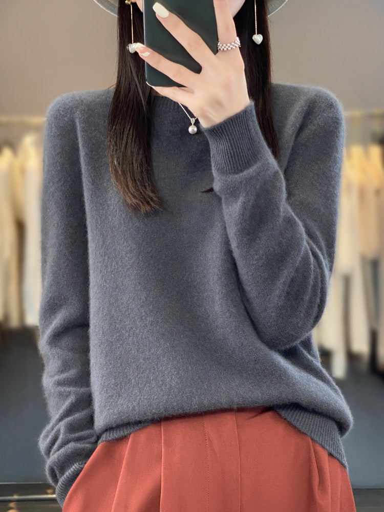 Anette cosy knit jumper shown in several colours, a soft everyday layer for cooler days