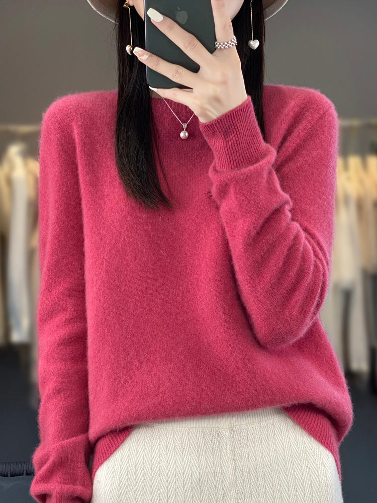 Anette cosy knit jumper shown in several colours, a soft everyday layer for cooler days