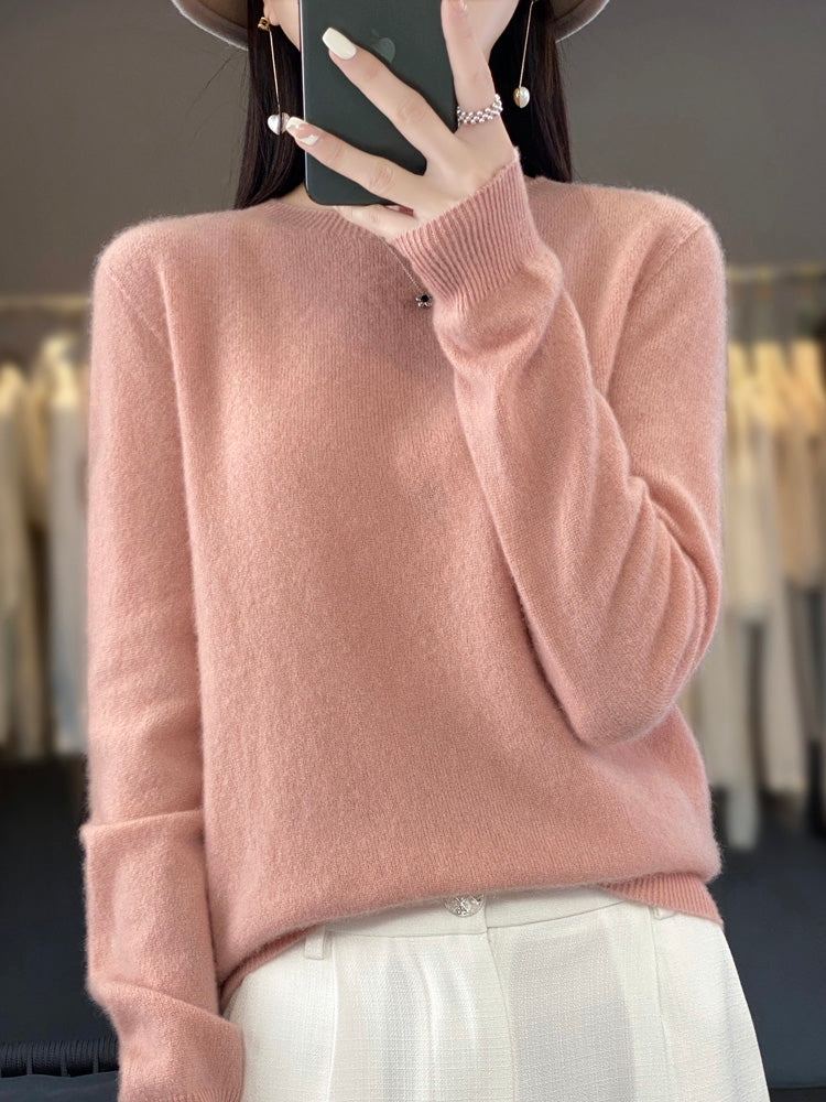 Anette cosy knit jumper shown in several colours, a soft everyday layer for cooler days