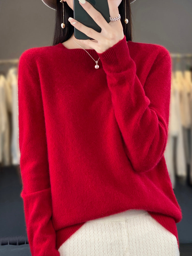 Anette cosy knit jumper shown in several colours, a soft everyday layer for cooler days