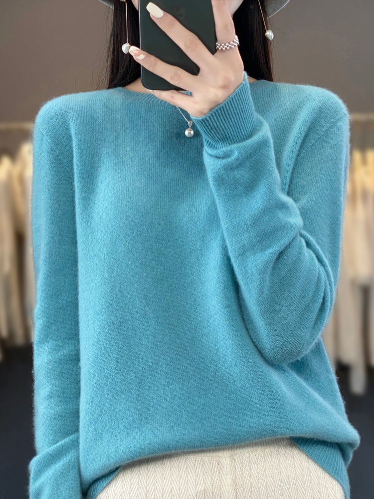 Anette cosy knit jumper shown in several colours, a soft everyday layer for cooler days