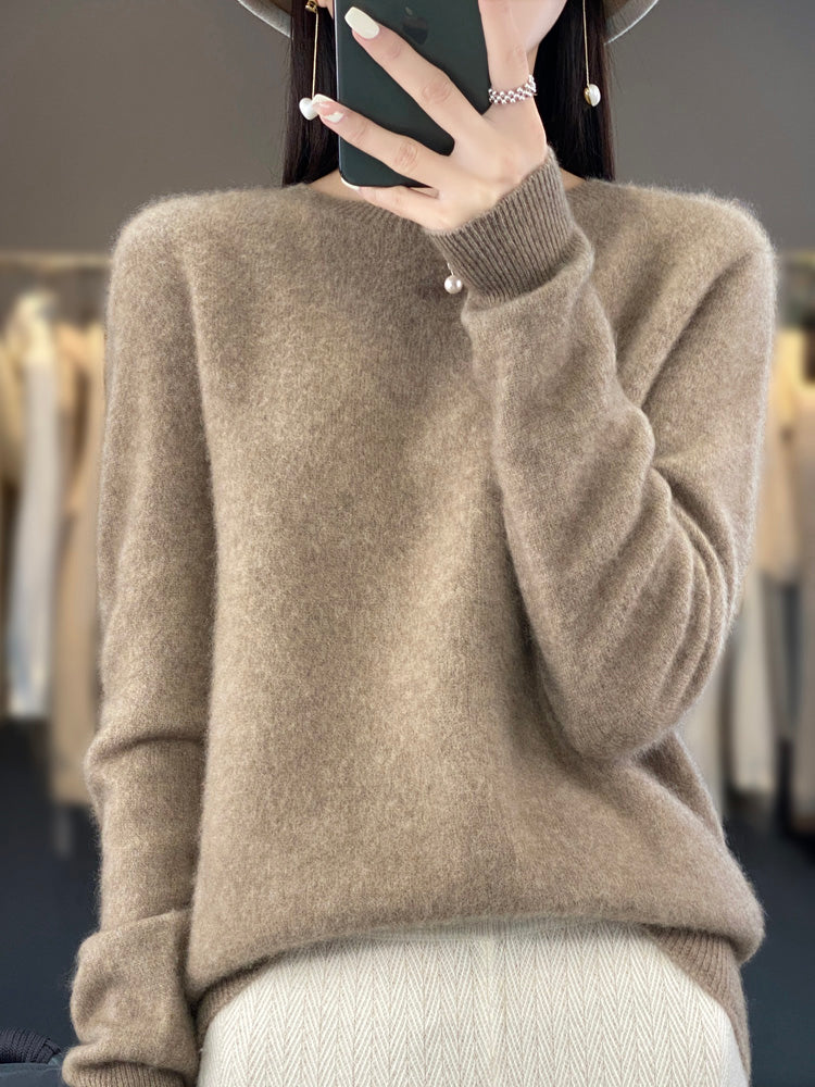 Anette cosy knit jumper shown in several colours, a soft everyday layer for cooler days