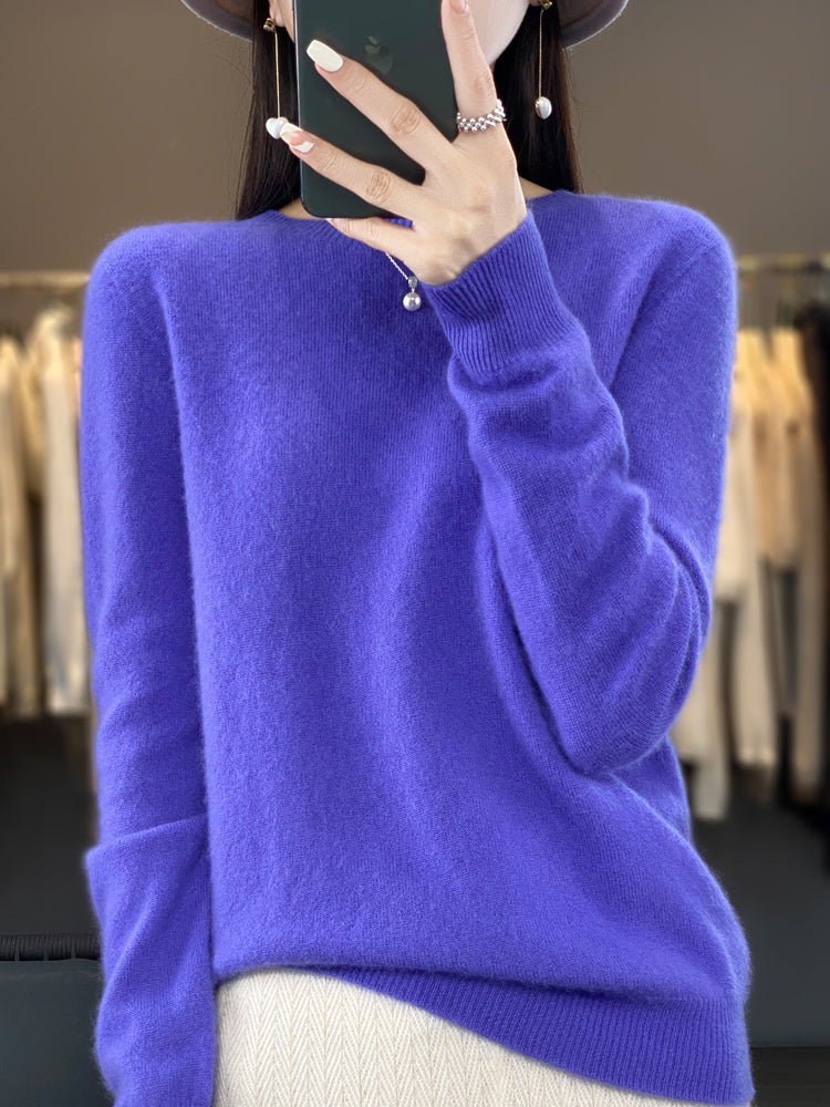 Anette cosy knit jumper shown in several colours, a soft everyday layer for cooler days