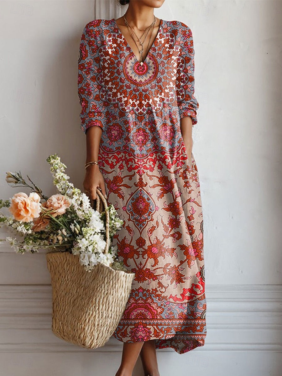 Esra multicolour everyday comfort dress with a relaxed silhouette and pockets