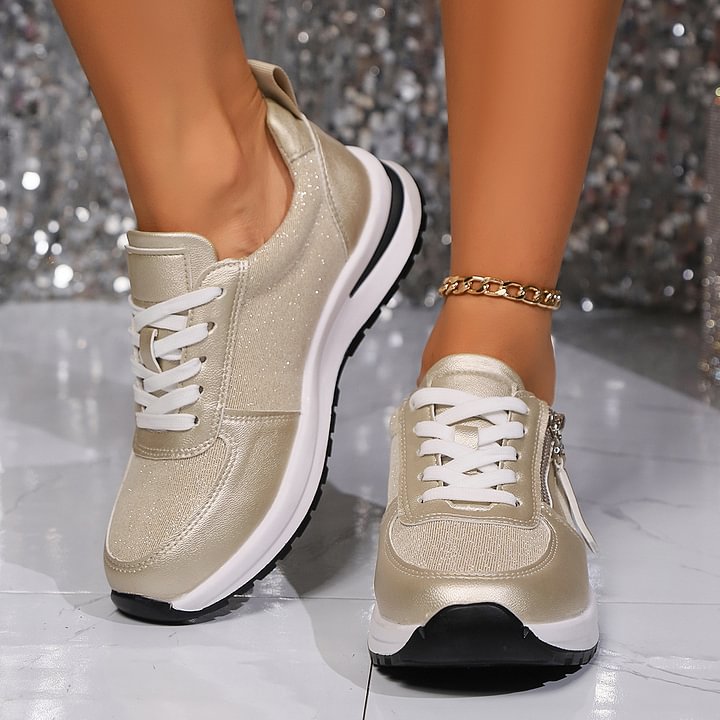 Ashlyn comfortable everyday slip-on sneakers shown in silver, gold, black and brown