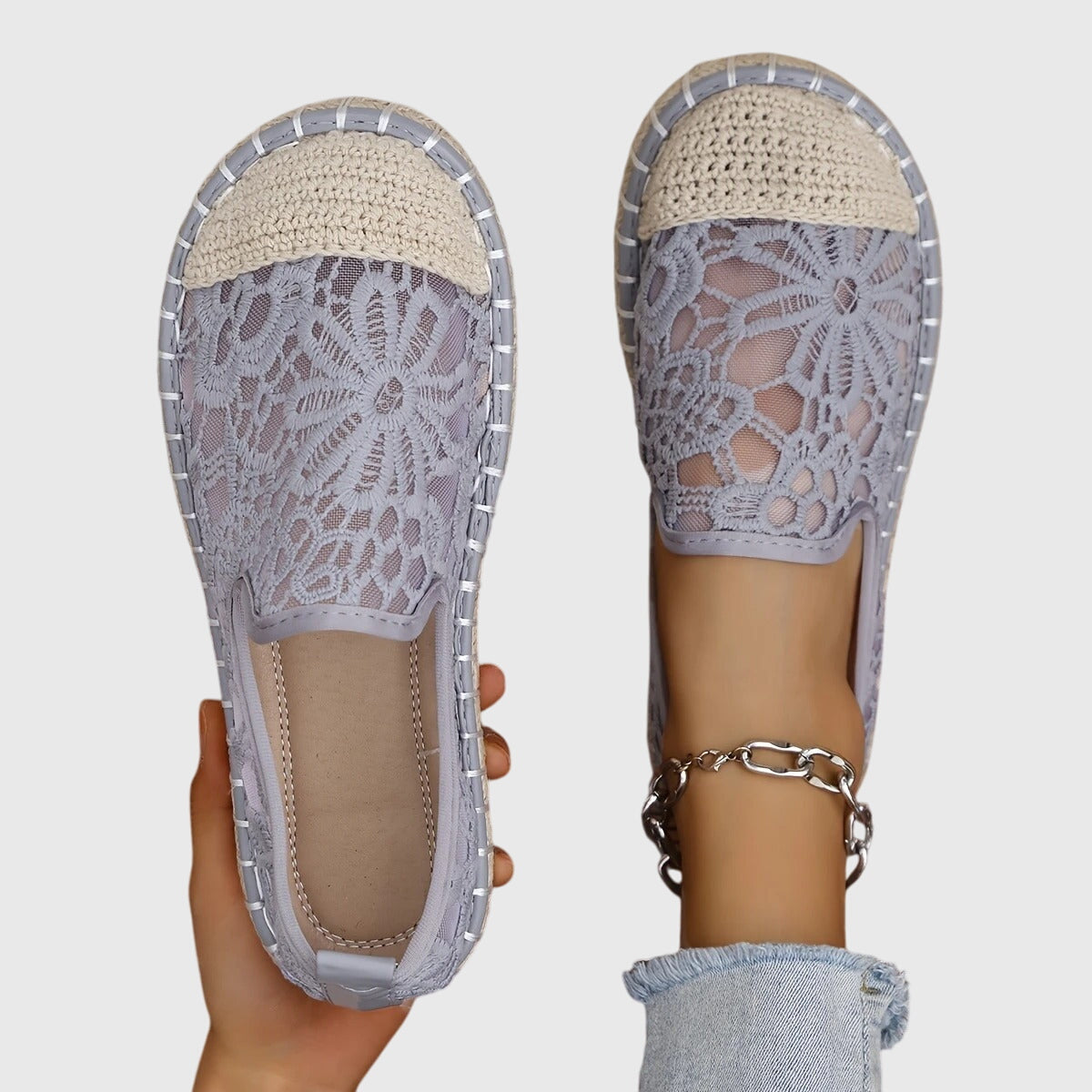 Ayla breathable slip-on moccasins for women in beige and black