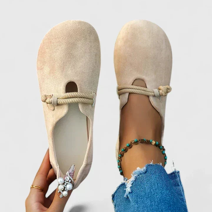 Ysavriann elegant slip-on loafers shown in beige and black