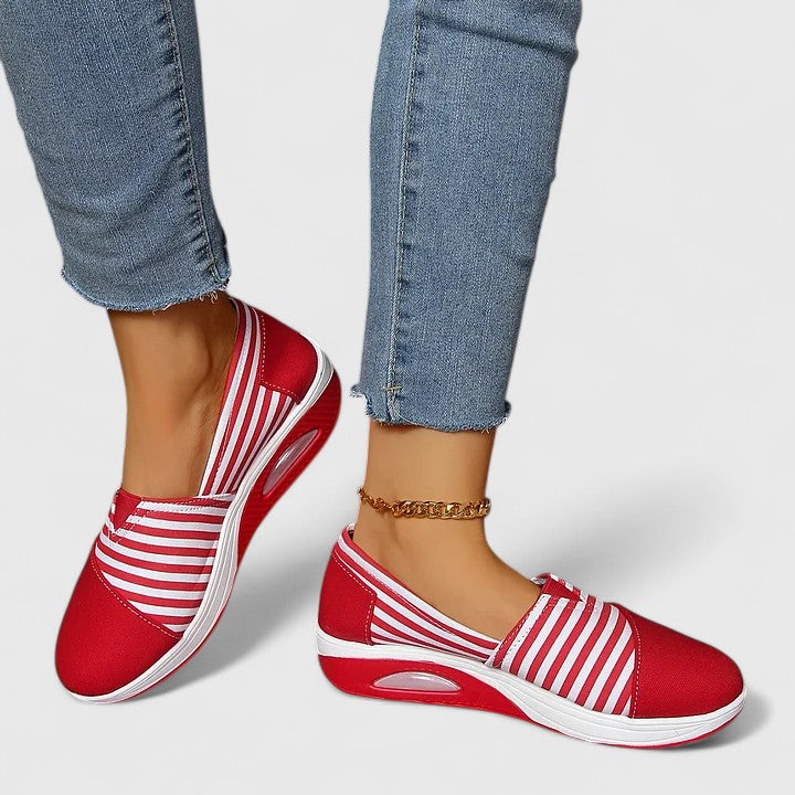 Julia orthopedic comfort sneakers shown in blue, black and red colour options