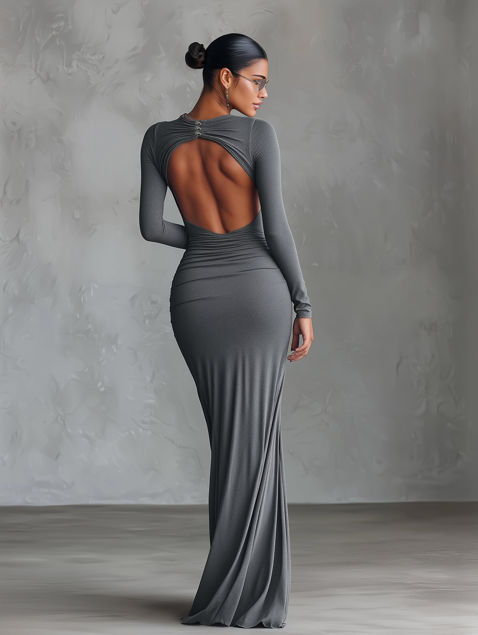 Alix grey elegant stretch dress with a flattering, versatile silhouette