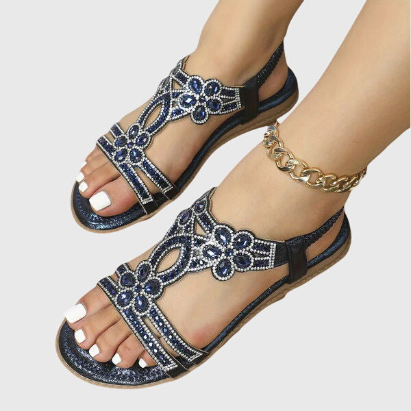 Blessy | Rhinestone Slingback Sandals with Padded Insole