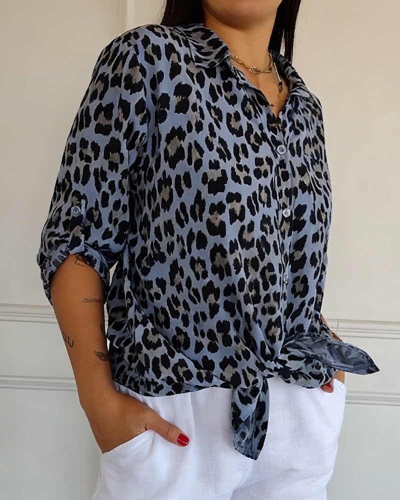 Susan leopard print blouse styled for everyday and dressed-up looks