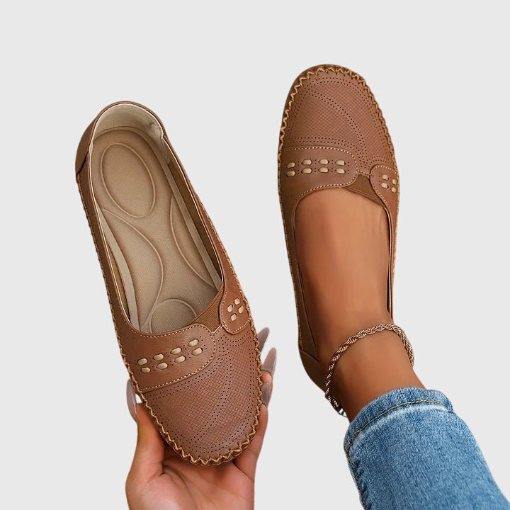 Comfortable slip-on shoes in soft neutral tones for everyday wear