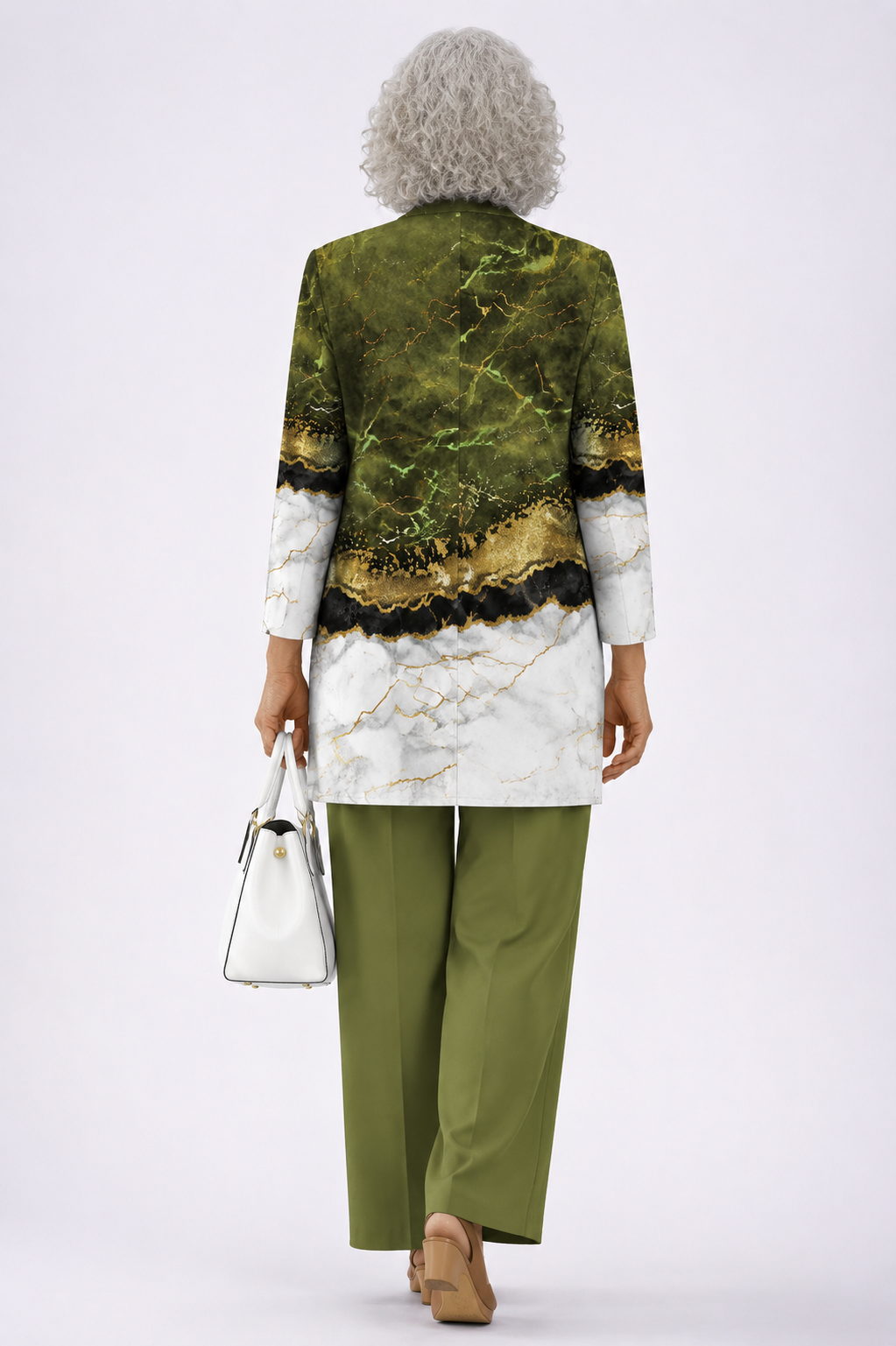 Deborah olive green three-piece set styled together for an effortless coordinated look