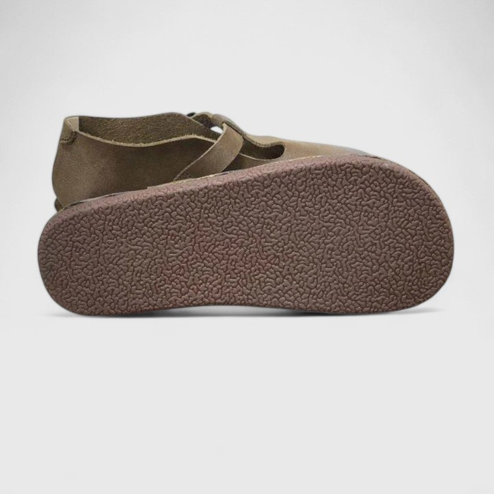 Nessa classic strap flats in brown and black with a cushioned sole