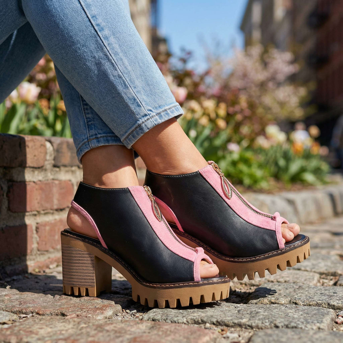 Zara block heels detail