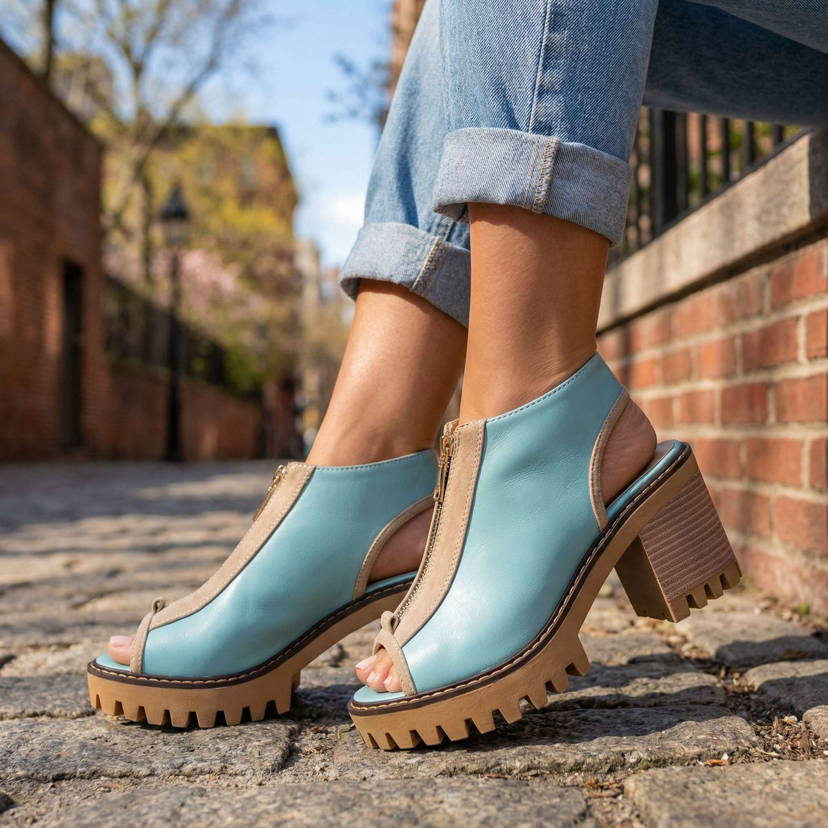 Zara two-tone block heels