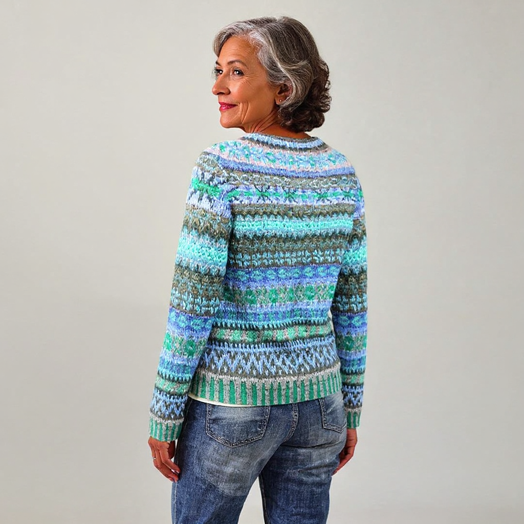 Audrey timeless Icelandic knit sweater with cozy textured weave