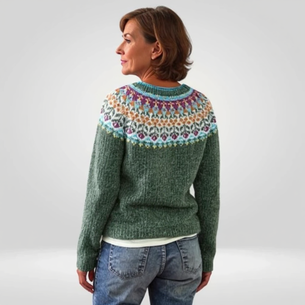 Brittany timeless Icelandic-style knit sweater with cosy textured weave
