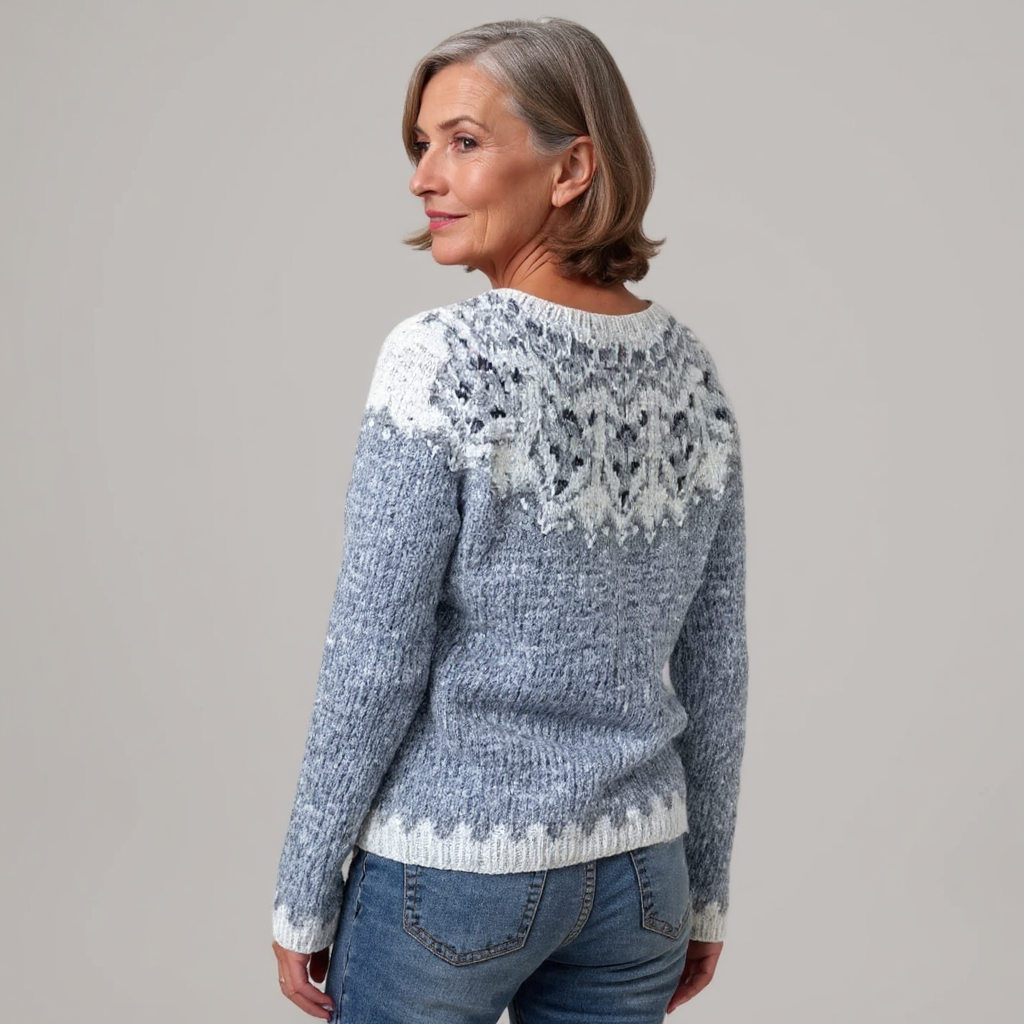 Athena timeless Icelandic knit sweater with soft cosy texture and relaxed layering fit
