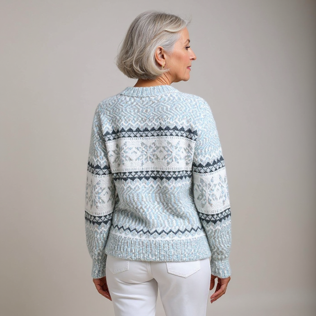 Melanie timeless knit jumper shown in blue, sky blue, pink and beige colours