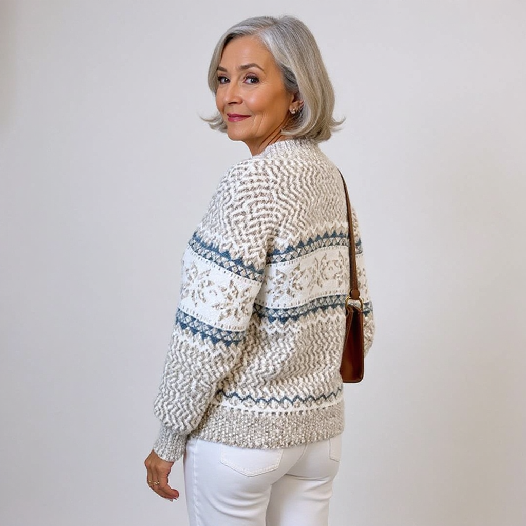 Melanie timeless knit jumper shown in blue, sky blue, pink and beige colours