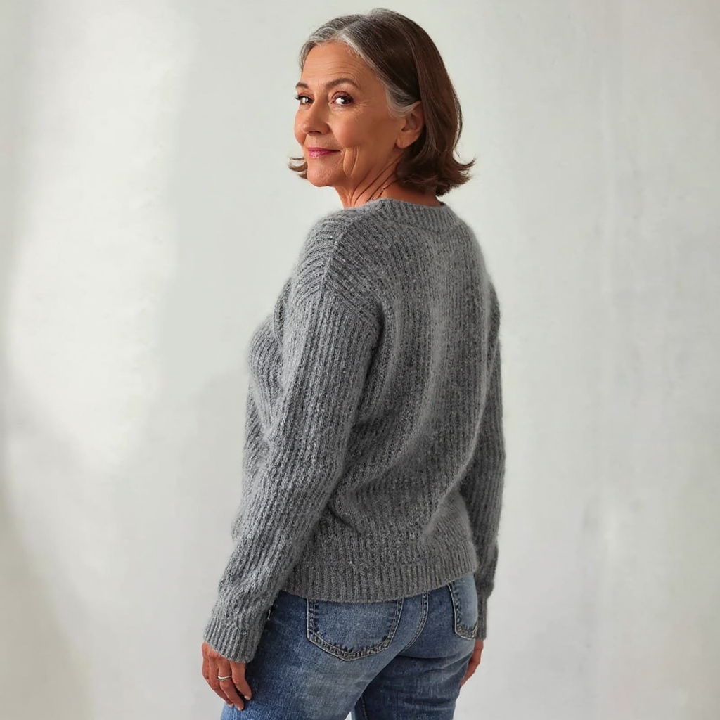 Ellie timeless Icelandic-style knit sweater with soft cozy texture and flattering fit