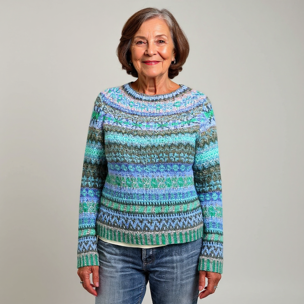Audrey timeless Icelandic knit sweater with cozy textured weave