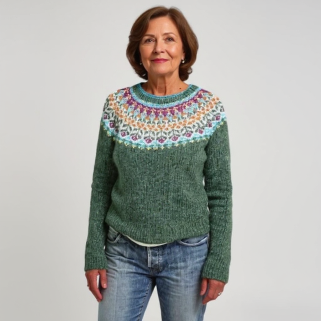 Brittany timeless Icelandic-style knit sweater with cosy textured weave