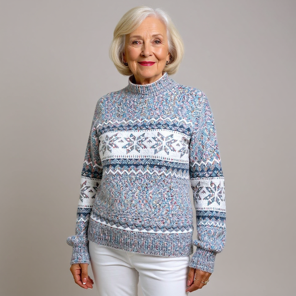 Melanie timeless knit jumper shown in blue, sky blue, pink and beige colours