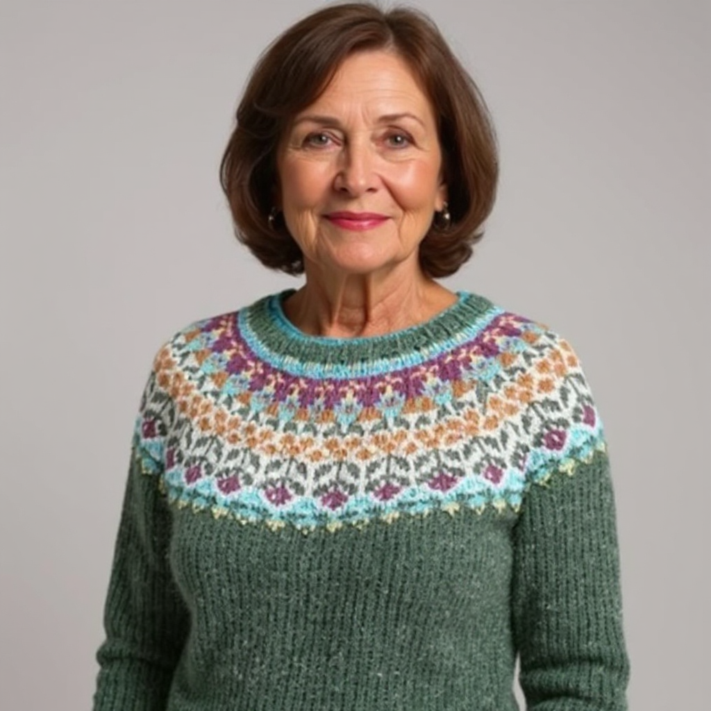 Brittany timeless Icelandic-style knit sweater with cosy textured weave