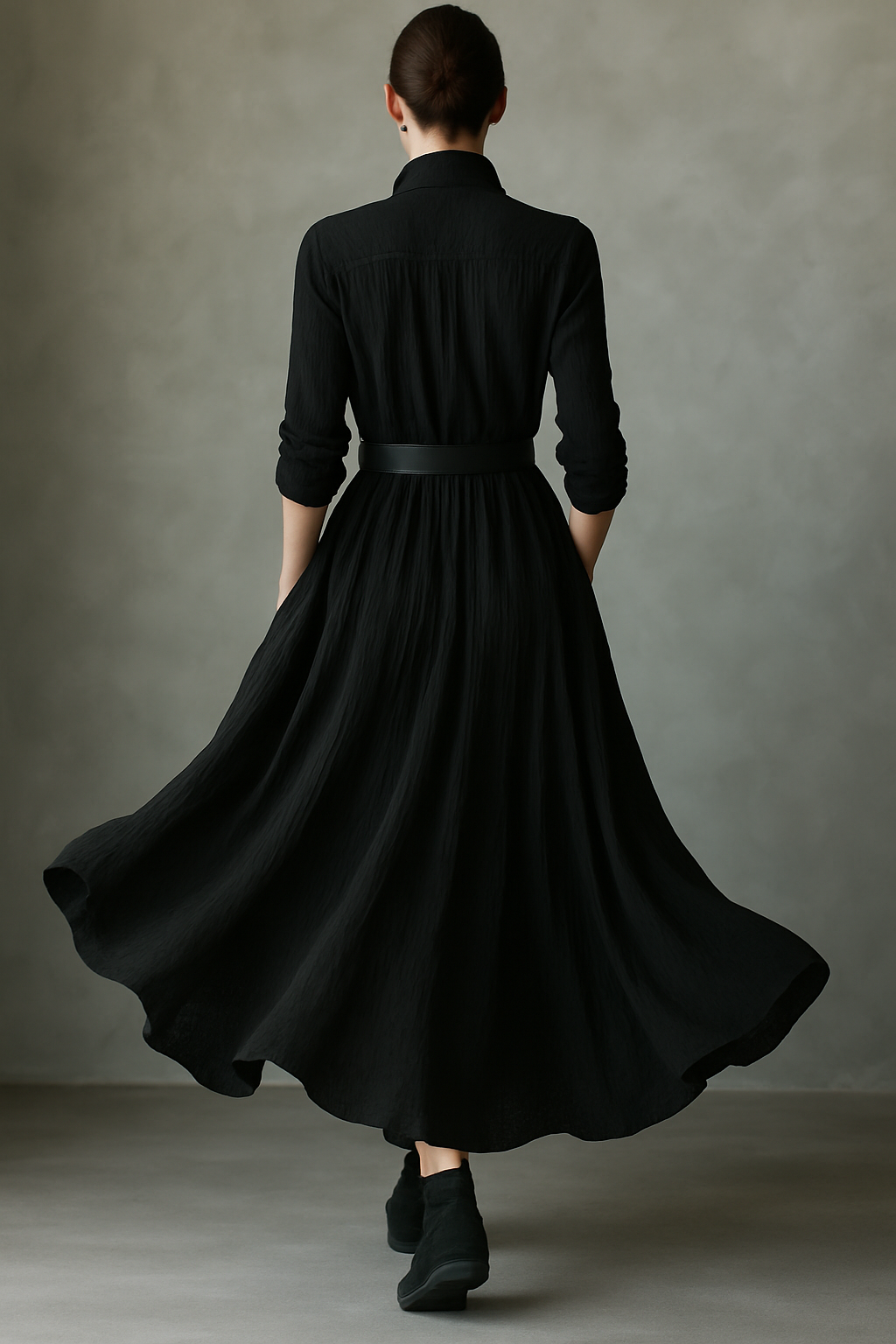 Zara black textured pleated dress with a flattering, elegant silhouette