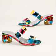 Seraya rhinestone block heel sandals