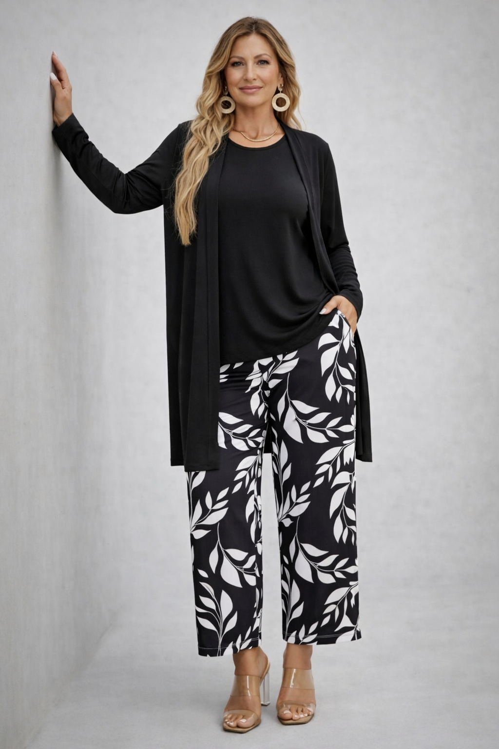 Eponine coordinated black three-piece set styled together