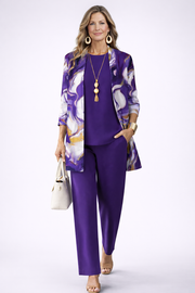 Gavina purple three-piece coordinated set for women