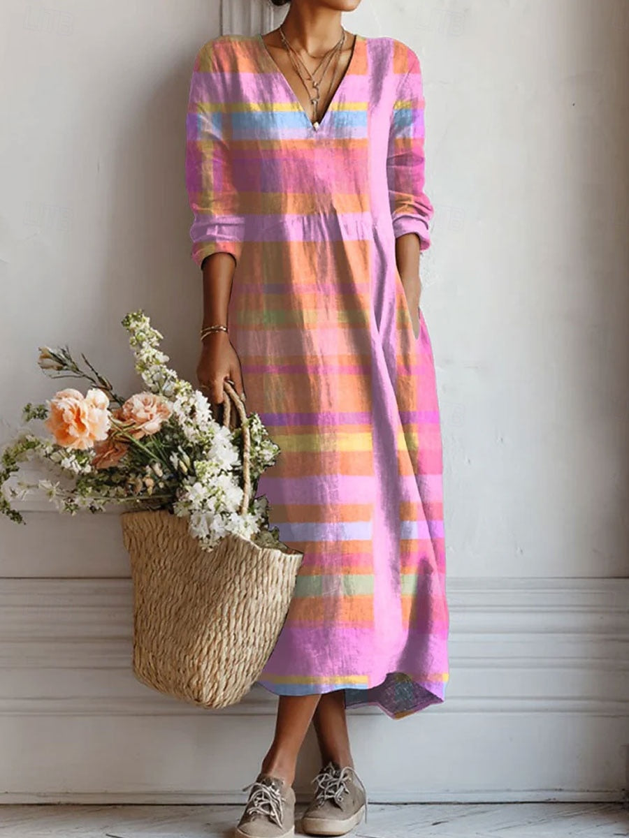 Sara multicolour everyday comfort dress with a relaxed silhouette and pockets