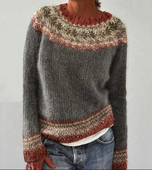 Harper retro knit jumper shown in several colours, a soft cosy layering piece