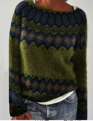 Harper retro knit jumper shown in several colours, a soft cosy layering piece